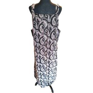Match Black White Corduroy Paisley Bib Romper Dress L Artsy Lagenlook Peasent